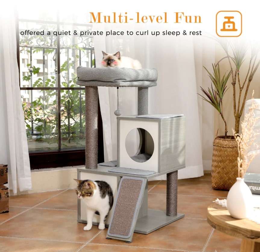 PAWZ Road Casa sull'albero gatti media in legno da 35 pollici