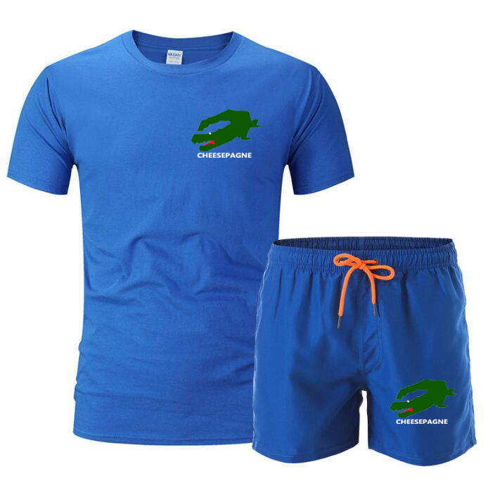 2024 Nya herrvarumärke tryckt sportkläder Fashion Men's Sportwear Kort ärm T-shirt Shorts Street Beach Fitness Sportkläder 2-stycken herrkläder