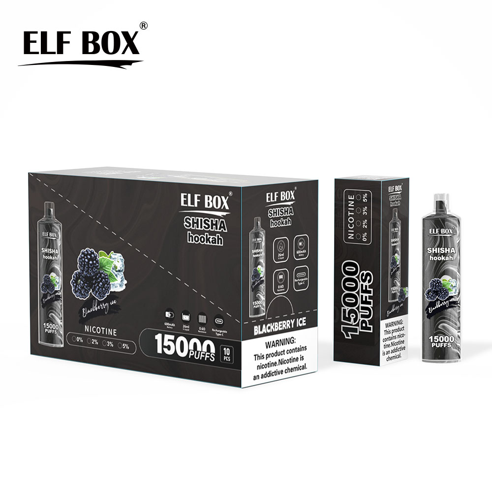 Elf Box Shisha Hookah 15000 Puffs 15K Djeńskie Vape SHI SHA 600MAH Bateria 26 ml Prefillowana kapsuła Kontrola przepływu powietrza dużego pary