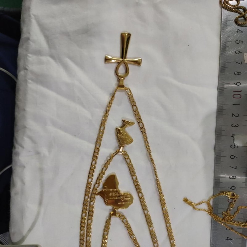 Hänge halsband 3st africa karta kors nefertiti halsband uppsättning för kvinnor män guld färg rostfritt stål egyptiska smycken2423