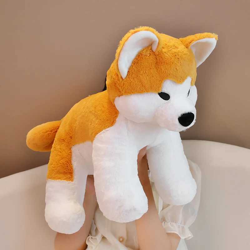 Animales de peluche de 35/17.7 in simulación Akita perro de peluche de peluche realista Shiba Inu perro suave almohada mascotas muñecas niños niñas regalo de cumpleaños decoración