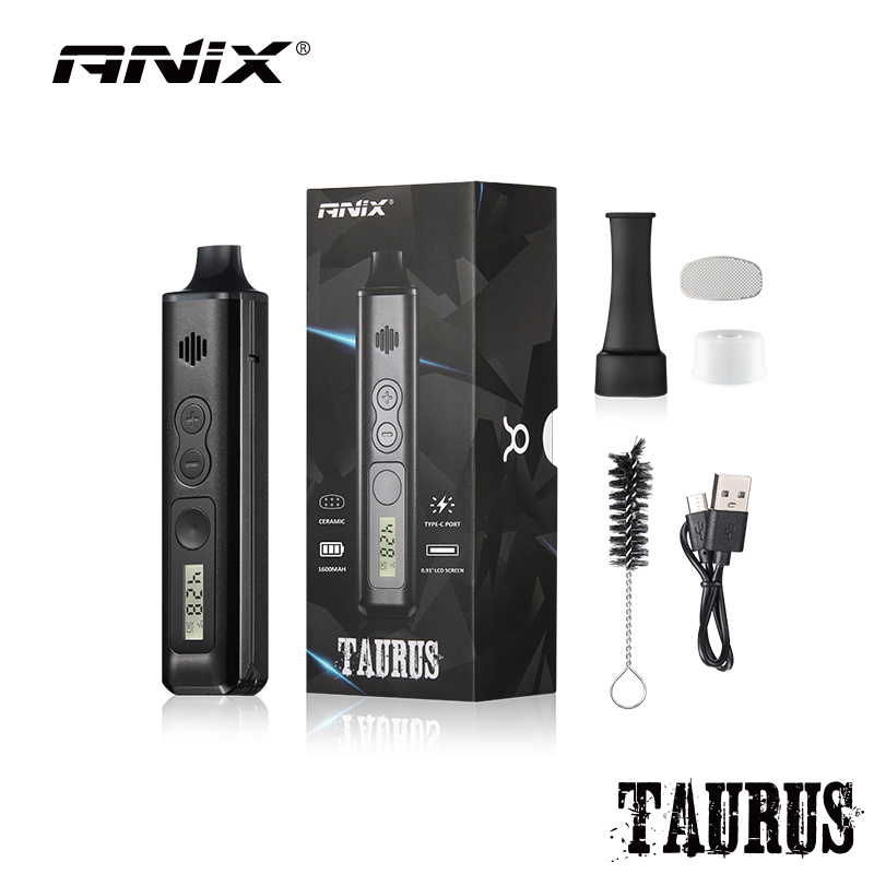 ANIX Taurus Kit 1300mah Batterie Vaporisateur d'herbes sèches Écran LCD Type-C Kit E-cigarette en céramique Vape Pen