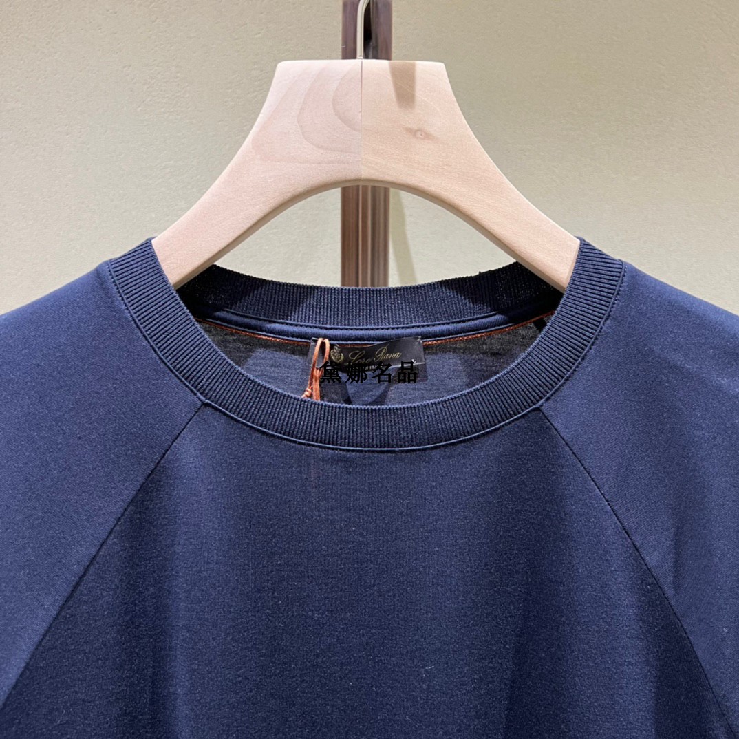 Camiseta masculina primavera e verão loro cor sólida negócios casual em torno do pescoço manga curta camiseta piano