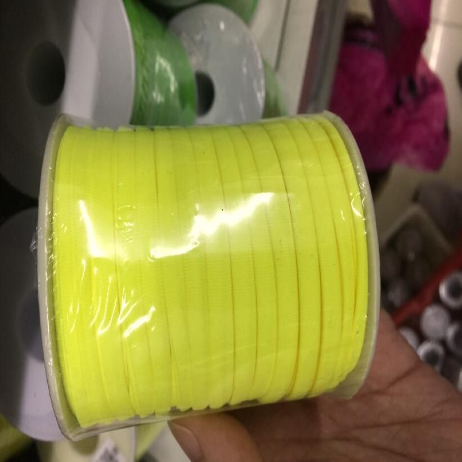 Neon Yellow 5mm 20M Elastic Lycra Cord Syched Nylon Lycra Cord Soft and Thick Cord Stretchy Fabirc Lycra String255c