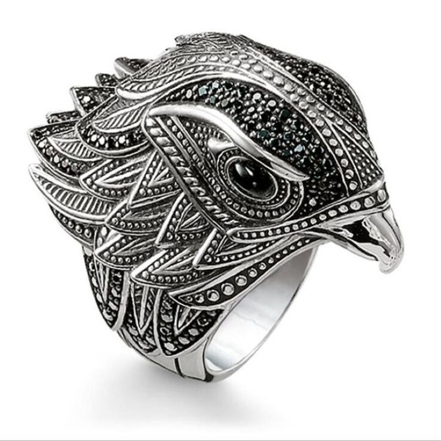 Hip Hop personnalité rétro bijoux 925 en argent Sterling mode aigle bague femme mariage oiseau bague de mariage pour hommes cadeau 2230