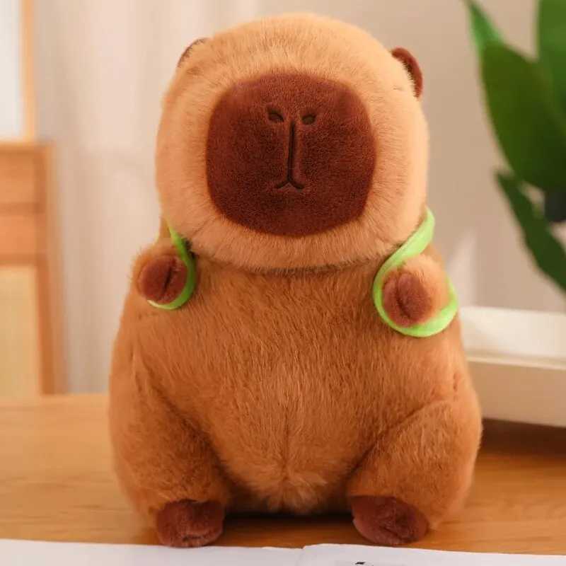 Animaux en peluche mignon Capybara, jouet en peluche Kaii, Capybara moelleux avec sac de tortue, casquette, animaux en peluche, cadeau pour enfants, décoration de la maison