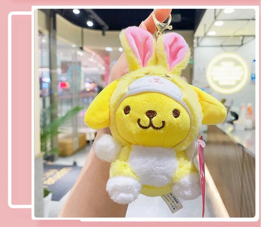 2024 Ins Cute Melody Kuromi Plush Keychain Jewelry School Bag Backpack Ornament Hanger Kids Toy Gifts
