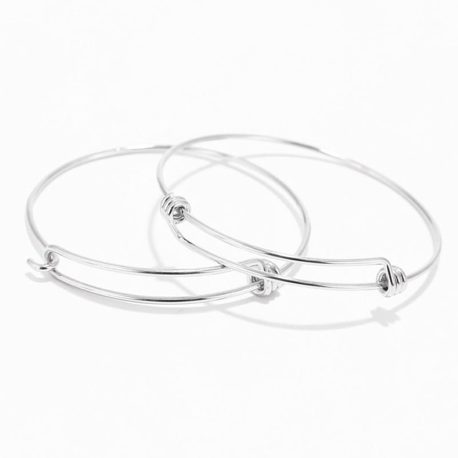 Bangle Stainless Steel Adjustable Wire Charm Bracelet 58 63mm For DIY Jewelry Bracelets Making Findings255L