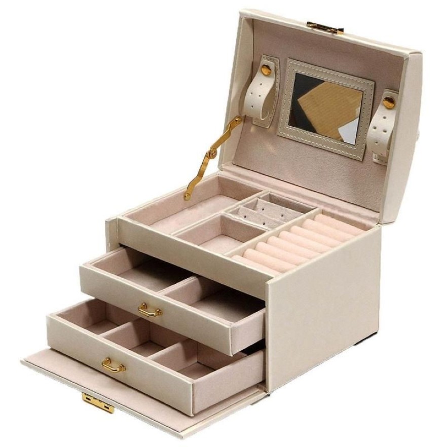 Large Jewelry Packaging & Display Box Armoire Dressing Chest with Clasps Bracelet Ring Organiser Carrying Cases313m