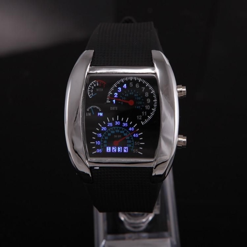 Männer Sport Uhren Digitale LED Uhr Rennen Geschwindigkeit Auto Meter Zifferblatt Silikon Band Männliche Militärische Armbanduhren Relogio Masculino269v