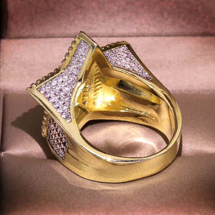 Grande bague pentagramme en pierre de Zircon scintillante, style Hip Hop, étoile, pour femmes et hommes, bijoux à la mode, nouvelle bague de fiançailles de mariage 2020, 3065