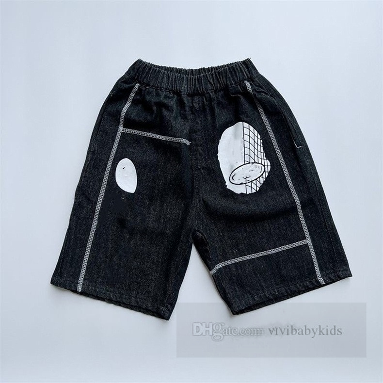 2024 pantalones cortos de playa de verano para niños, pantalones cortos medio cortos con estampado de letras y dibujos para niños, pantalones cortos casuales de mezclilla suave a la moda Z6879