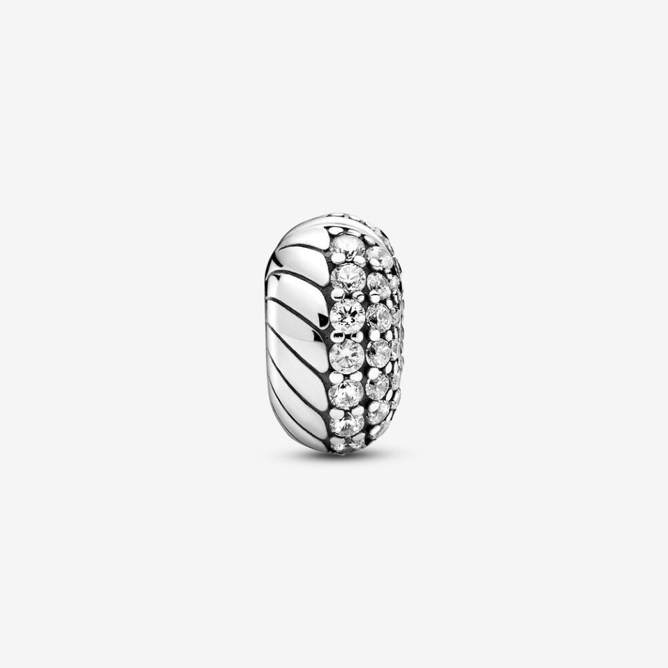 New Arrival Charms 925 Sterling Silver Pave Snake Chain Pattern Clip Charm Fit Original European Charm Bracelet Fashion Jewelry Ac193m