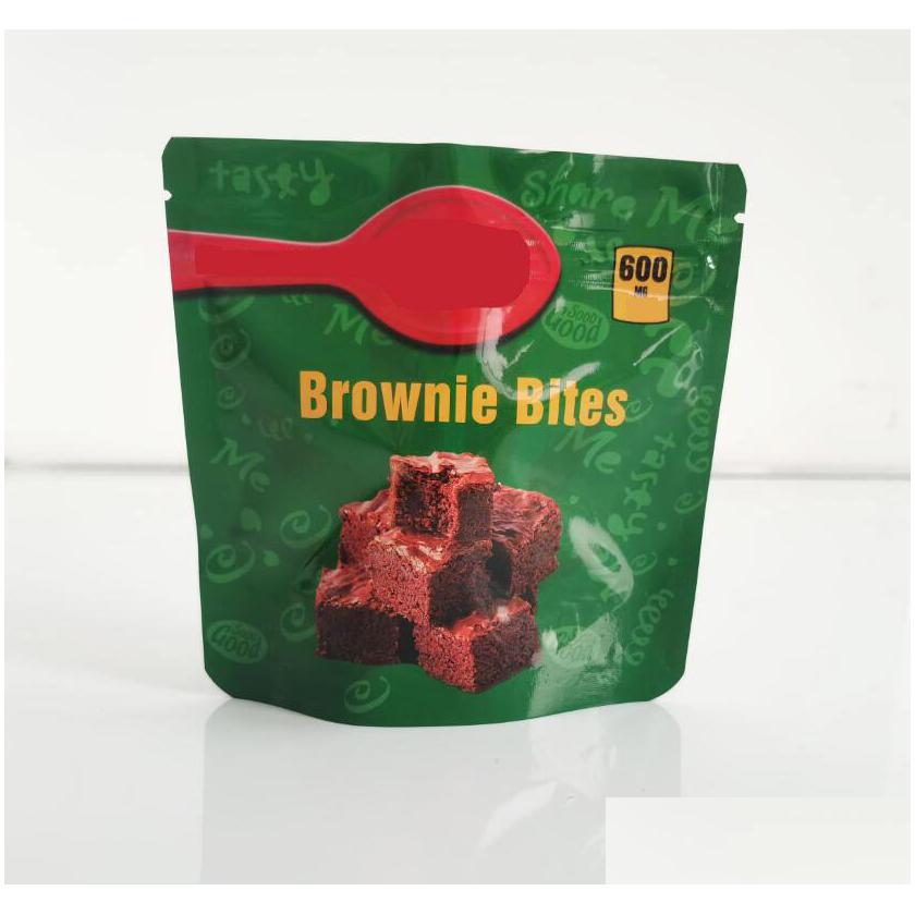  Brownie ısırıkları çikolata fudge 600mg boş mylar çantalar California Şeker Paketleme Çanta Plastik Ambalaj Koku Koşu Kuru Plastik Çantası Çiçek Kuru Bitki Perakende Paket Çantası