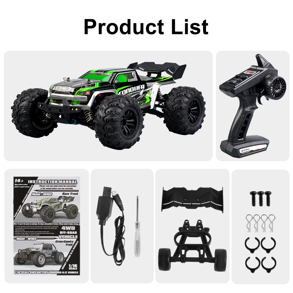 Scale Large RC Cars 50km/h High Speed Children Toys for Boys Remote Control Car 2.4G 4WD Off Road Monster Truck