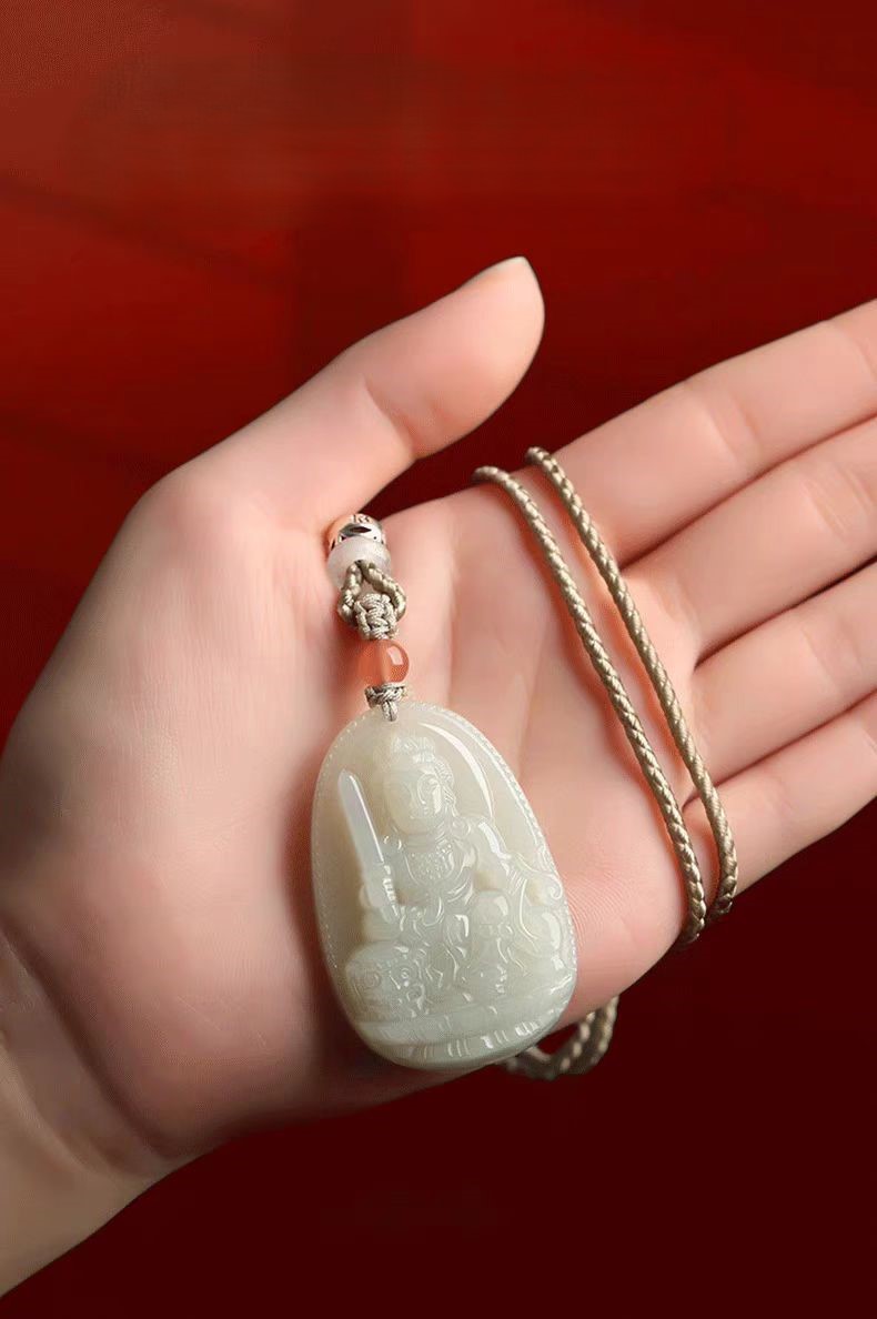 Good Karma Feng Shui Buddha Necklace | Hetian Jade Guardian for Chinese Zodiac Year | 12 Zodiac Signs Protection Charm