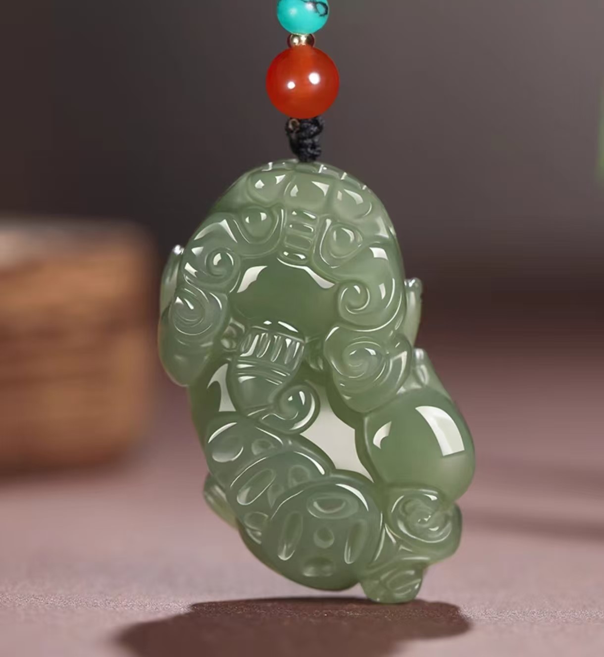 LOVERS - Fengshui Pixiu Necklace - Good Karma Jade Pendant for Men & Women, Couple Matching Wealth Charm Jade Pixiu Pendant