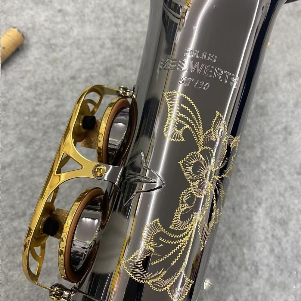 New Arrival ST130 Black Lacquered Gold Alto Saxophone E-flat Brass Fine Carved Jazz Instrument with Accessories