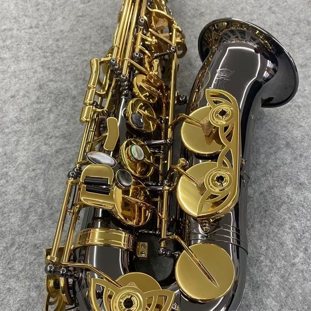 New Arrival ST130 Black Lacquered Gold Alto Saxophone E-flat Brass Fine Carved Jazz Instrument with Accessories