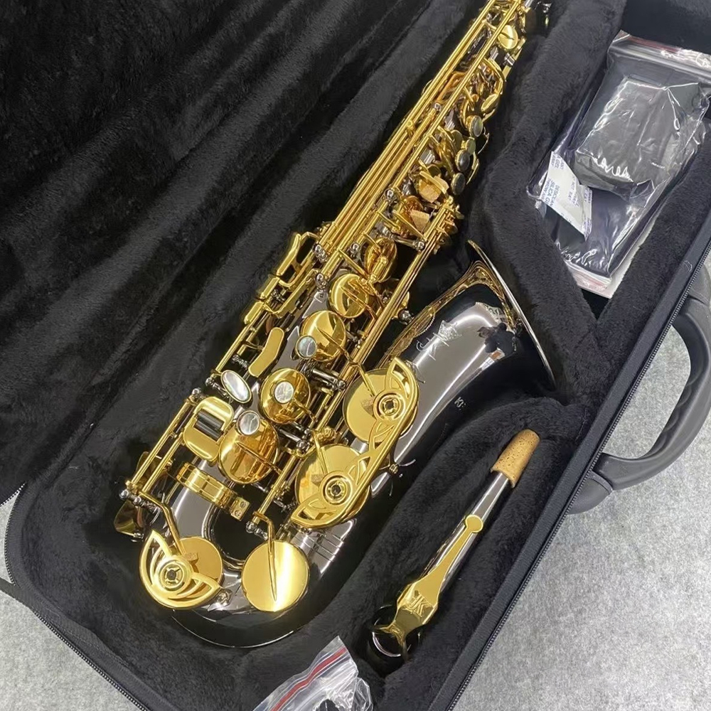 New Arrival ST130 Black Lacquered Gold Alto Saxophone E-flat Brass Fine Carved Jazz Instrument with Accessories