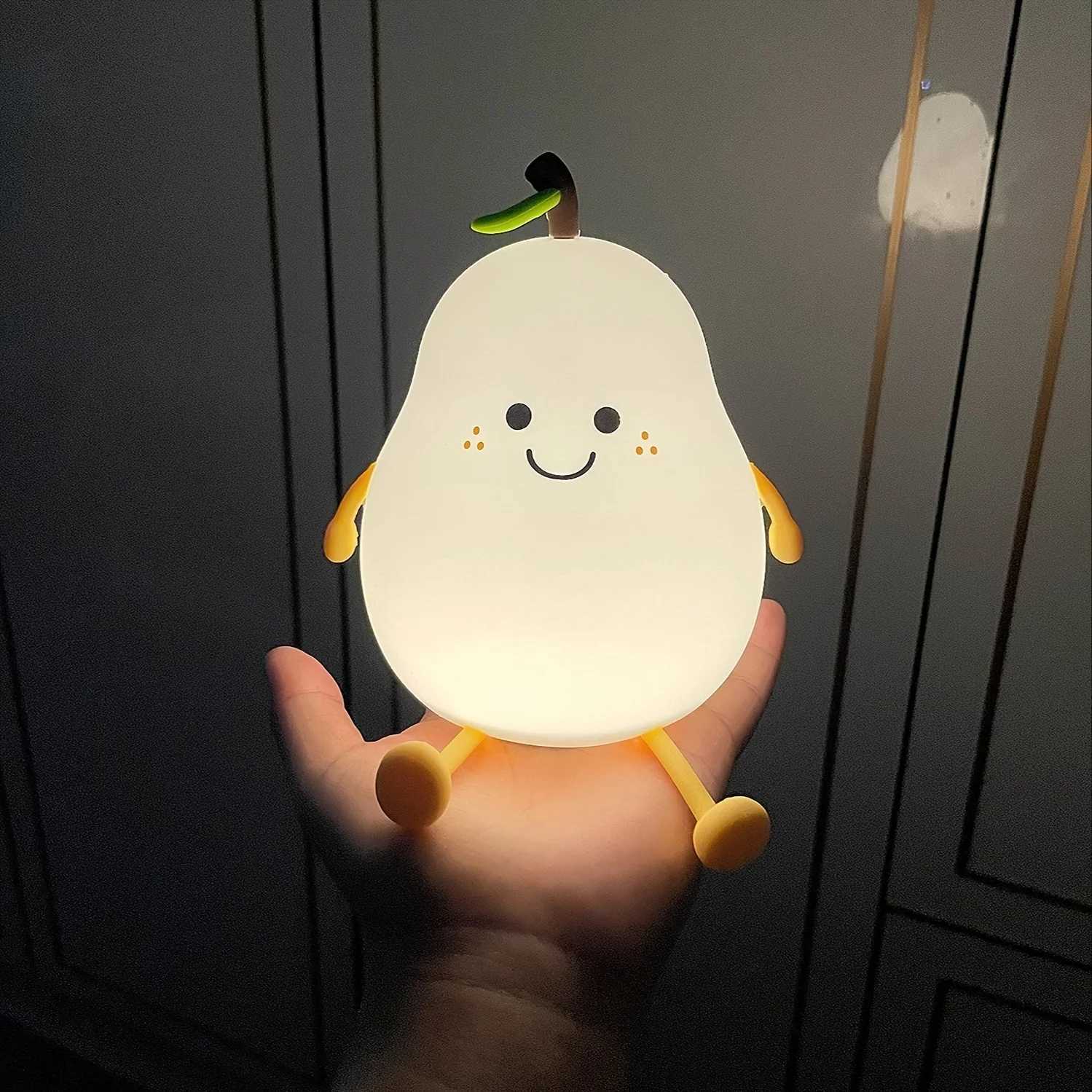 ps Cute Fruit Night Light Silicone Nursery Pear Lamp USB Charging Creative Table Lamp For s Child Bedroom Decor Nightlight S2410263