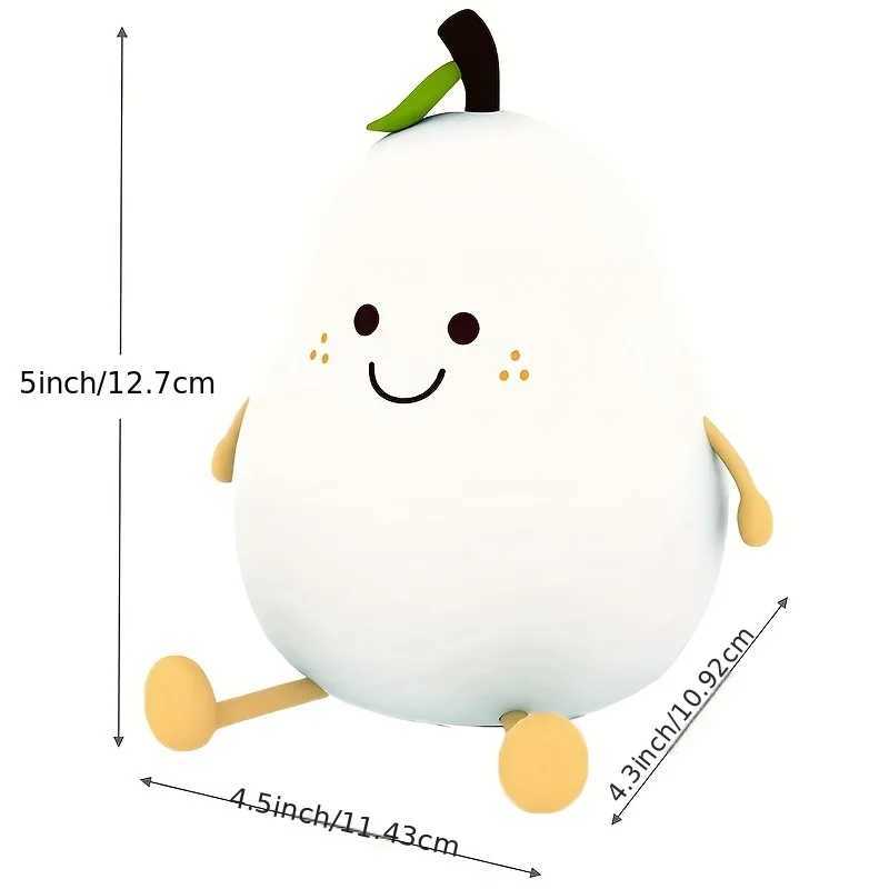 ps Cute Fruit Night Light Silicone Nursery Pear Lamp USB Charging Creative Table Lamp For s Child Bedroom Decor Nightlight S2410263