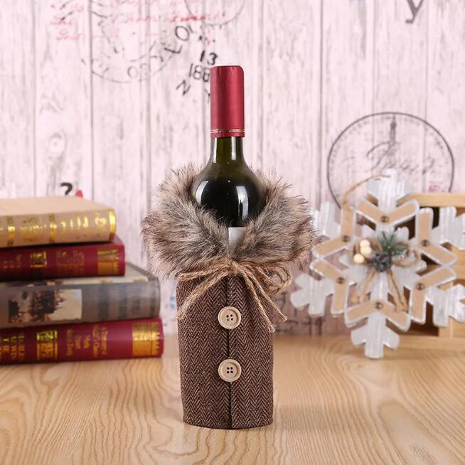 Couverture de bouteille de vin rouge joyeux noël, joli nœud à carreaux, vêtements de noël, couverture de vin, décor de noël DF270