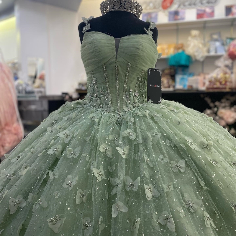 Sage Green Shiny Ball Hown платья Quinceanera платья спагетти ремешок для бретель