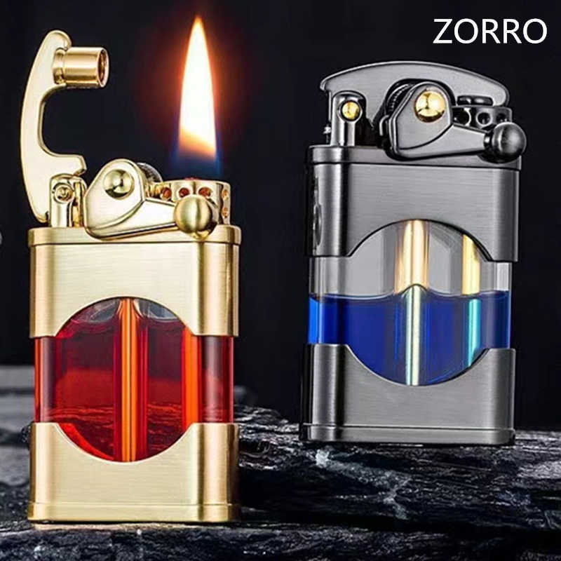 Zorro Creative Rocker Kerosene 가벼운 금속 가시 가시 오일 빈 구식 연삭 휠 흡연 액세서리 기기 VXWB