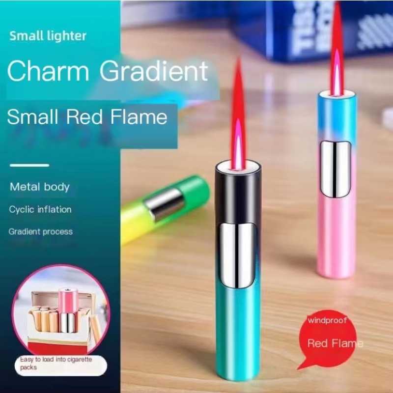 Pen Type Tet Torch Turbo Butane No Gas Lighter Metal Windproof Red Fire Portable Cigar Smoking Accessories Gadgets For Men CKKL