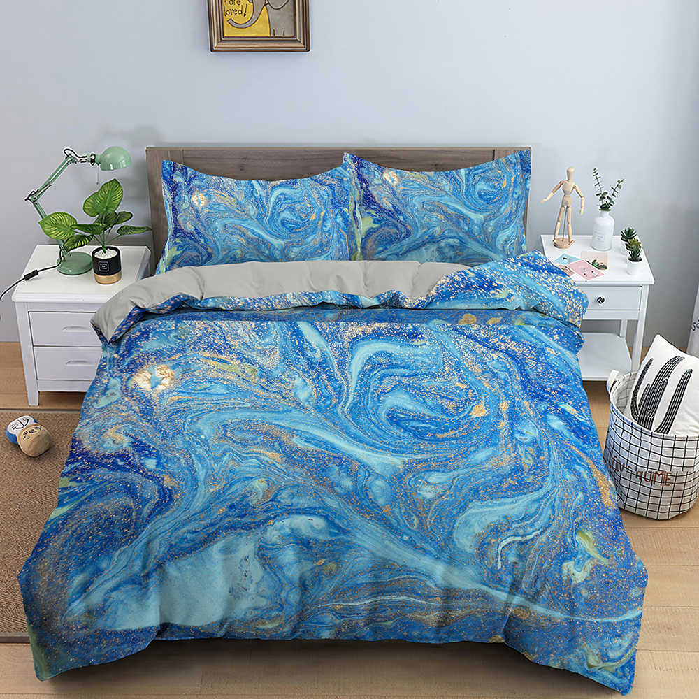 Bedding sets 2/Fashion Marbling Duvet Cover Colorful Aesthetics Home Decor Bedding Sets Soft Size Bedding Set