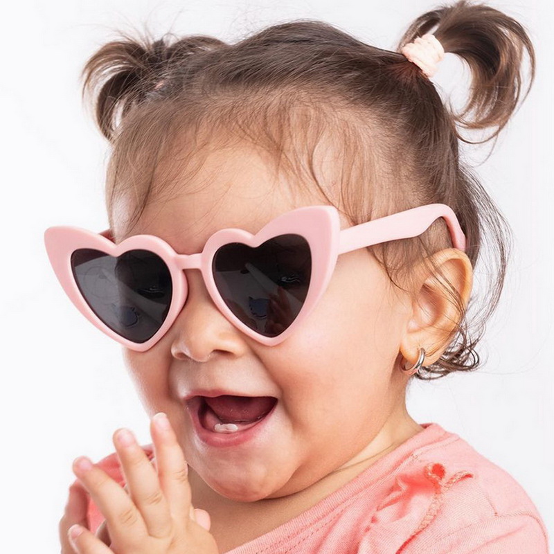 Girls Boys Love Heart Shaped New Children Sunglasses Kids Sun Glasses Glasses Baby Flexible Safety Frame Eyewear Outdoor Uv400