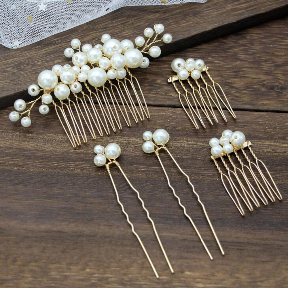 t Simulated Pearl Hair Pins Clips and Comb For Women Flowers Hair Combs Wedding Bridal Party Hair Jewelry For Gift Women Headpieces