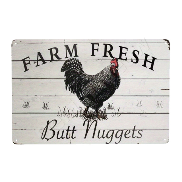 The Fluffy Butt Hut Vintage Retro Metal Sign Hot Chicks Funny Wall Art Sign Welcome To Our Coop Tin Signs Kitchen Farmhouse Wall Decor Cute Pet Animal Size30X20CM w01