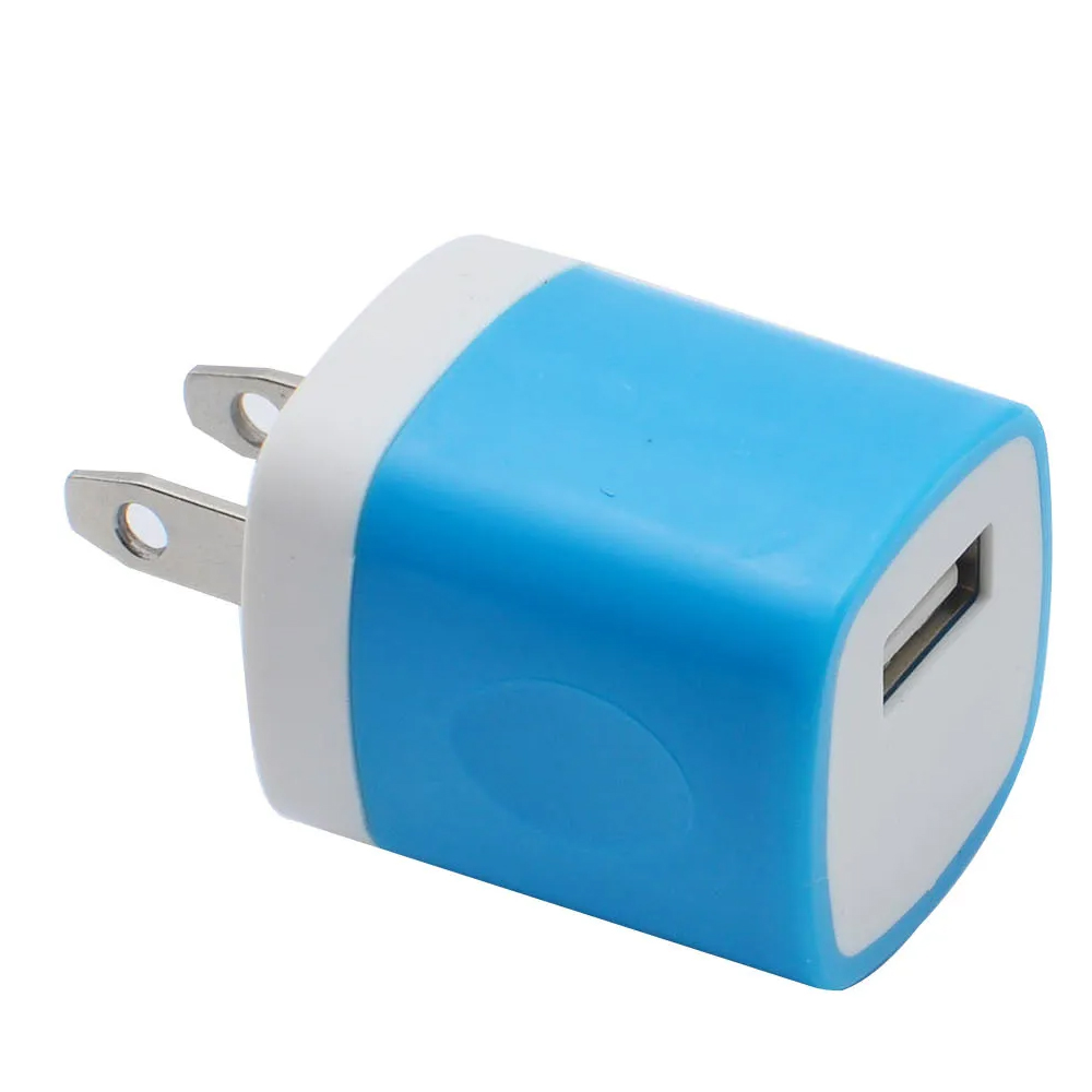 Carregamento rápido 5V 1A Carregadores Coloridos Home Plug USB Carregador Adaptador de energia para Samsung S22 Xiao Iphone 14 13 MP3 GPS Adaptador de carregador de telefone