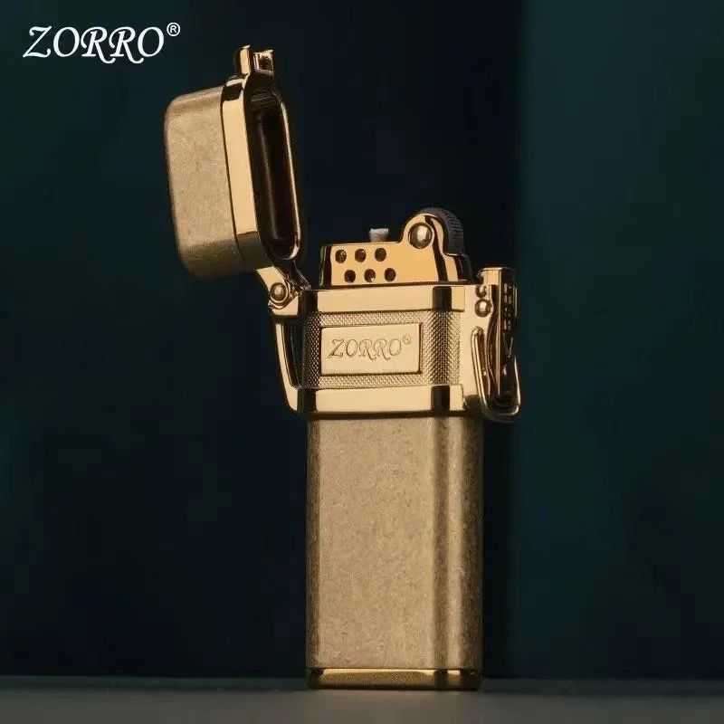 Zorro Kerosene Lighter Metal Submarine Model Right Side Lock Chain Feed Rope Retro Creative Smoking Accessories Gadgets For Men 1KG6