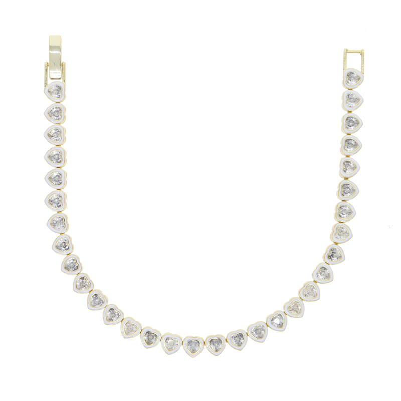 New Designer Enamel Mini Heart Love Link Chain Bangle Elegant Bracelet Necklace Hip Hop Women Men Party Gift Wholesale Jewelry