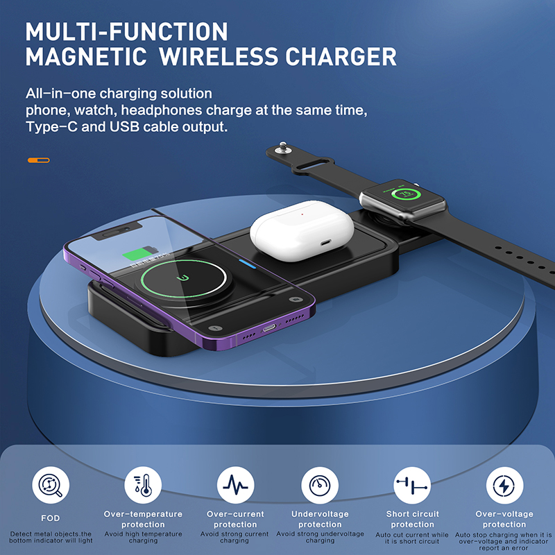4 IN 1 Wireless Charger Stand for Iphone 15 14 13 12 Pro Max Fast Charging Station for Airpods 4 Apple Watch Ultra 8 7 6 5 SE Samsung Xiaomi Mi Huawei