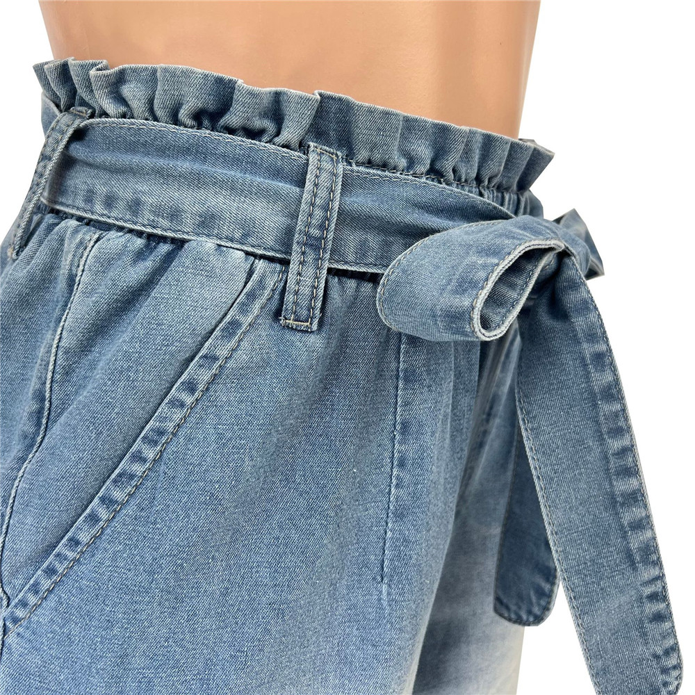 Designer Jeans Donna Vita alta Denim Pantaloni a gamba larga Autunno Blu Pantaloni vintage effetto consumato con cintura Streetwear Articoli sfusi Abbigliamento all'ingrosso 10096