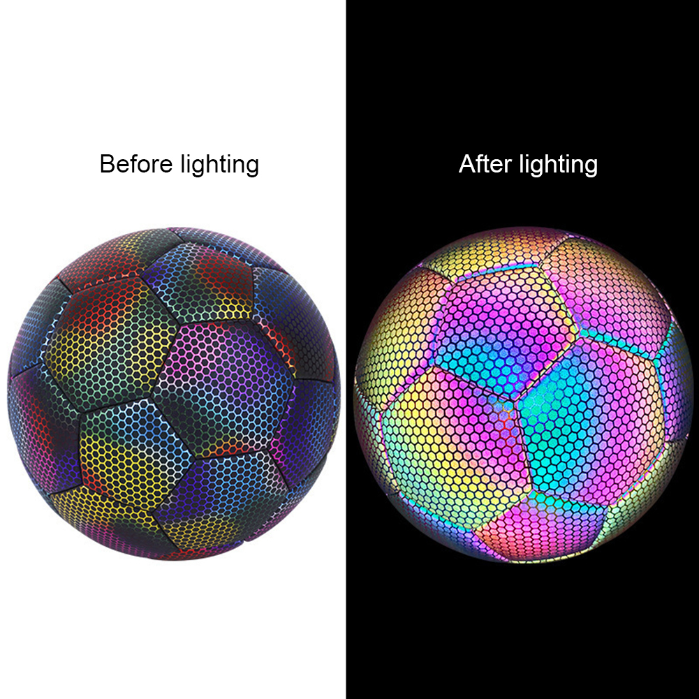 Bollar Reflective Soccer Ball Night Glow in the Dark Footbals for Student Teenagers Team Training Luminous Sports Game Equipment 230831