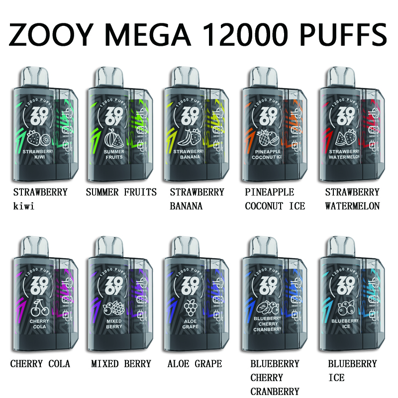 Entrepôt de l'UE Zooy Vape Mega 12000 bouffées de cigarettes Puffbars jetables Batterie rechargeable 0% 2% 5% Kit de stylo vape Chariots préremplis Pod 12k