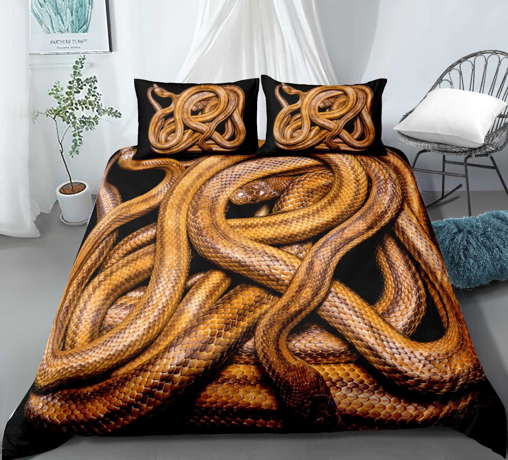 Juegos de cama Juego de cama estilo serpiente 3D para dormitorio, funda nórdica suave, colchas para cama, edredón y estuche cómodos R230901