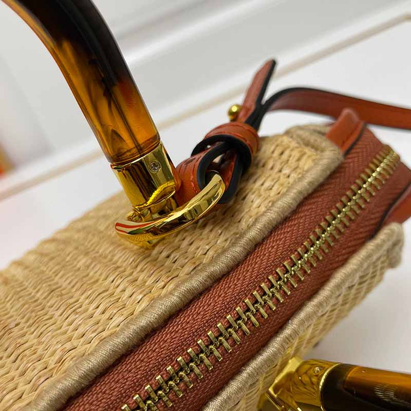 Designer mini handbag Fashion Straw plaited article Cross body tote bag Plexiglass handle Woman shoulder Clutch bag metal logo purse embroidery lettering handbags