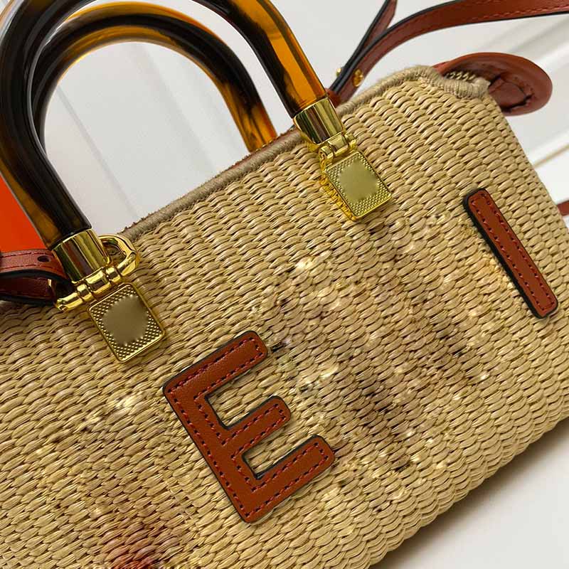 Designer mini handbag Fashion Straw plaited article Cross body tote bag Plexiglass handle Woman shoulder Clutch bag metal logo purse embroidery lettering handbags