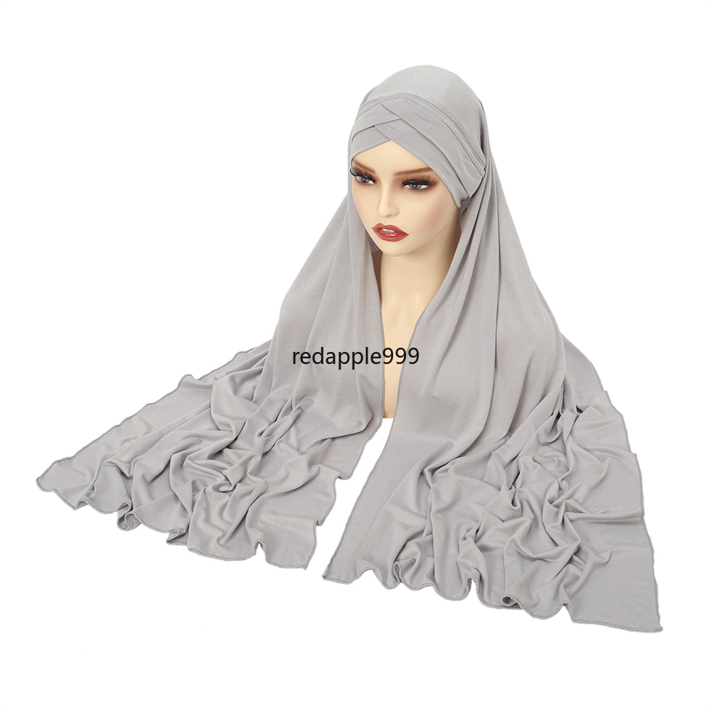 Voorhoofd Cross Underscarf Met Sjaal 70*170 Cm Moslim Insatnt Hijab Jersey Motorkap Hoed Cap Tulband Islamitische Sjaal Wrap amira Sluier