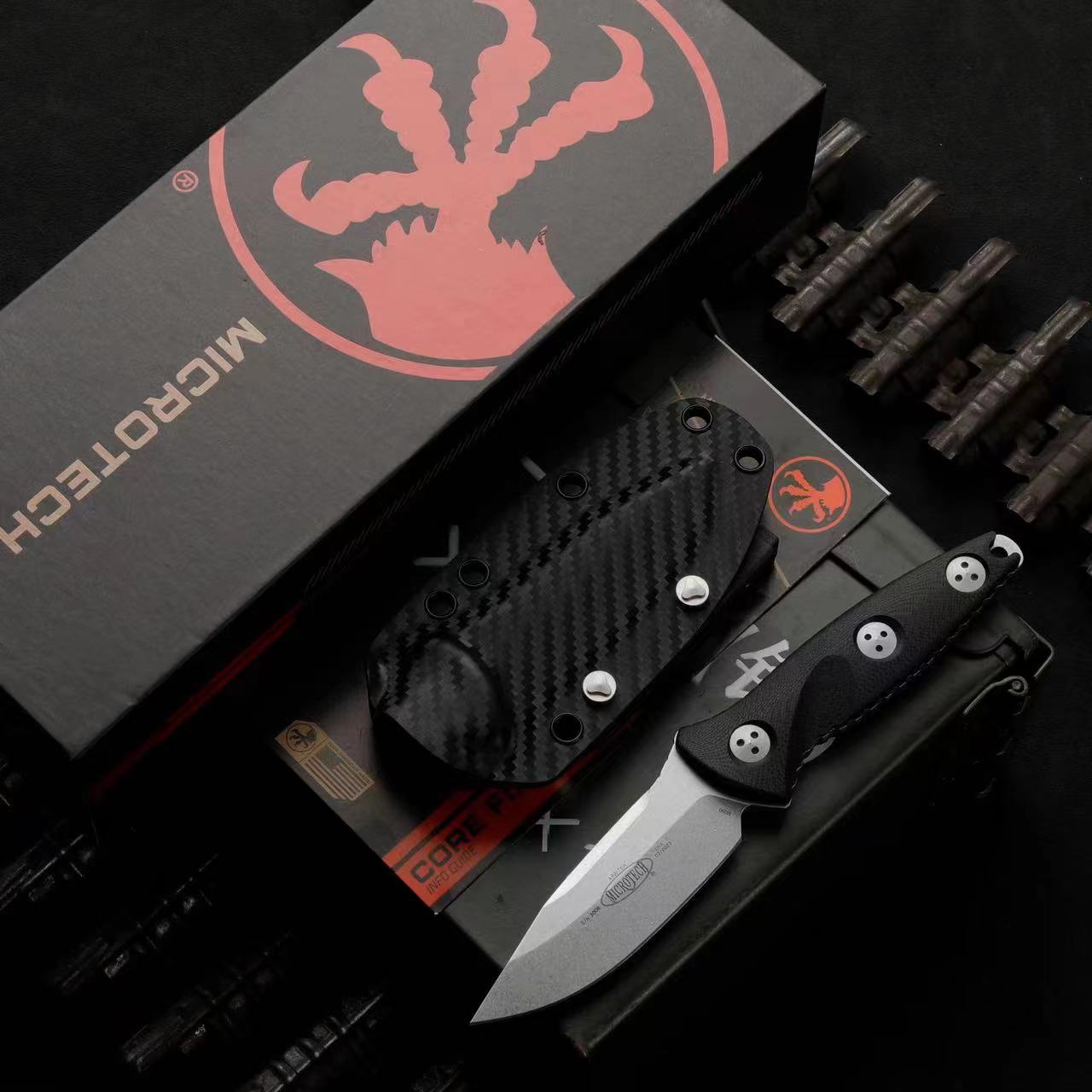 MT H2392 Survival Prosty nóż M390 Stone Wash Point Point Blade Full Tang G10 Stałego ostrza Noże z Kydex