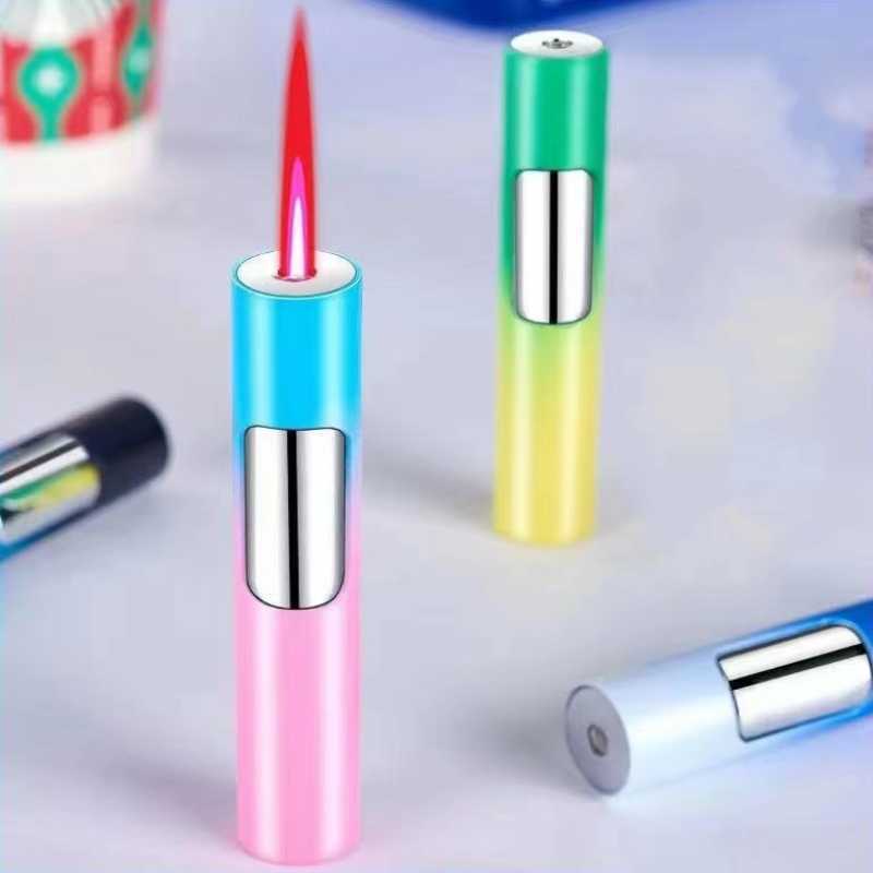 Pen Type Tet Torch Turbo Butane No Gas Lighter Metal Windproof Red Fire Portable Cigar Smoking Accessories Gadgets For Men CKKL