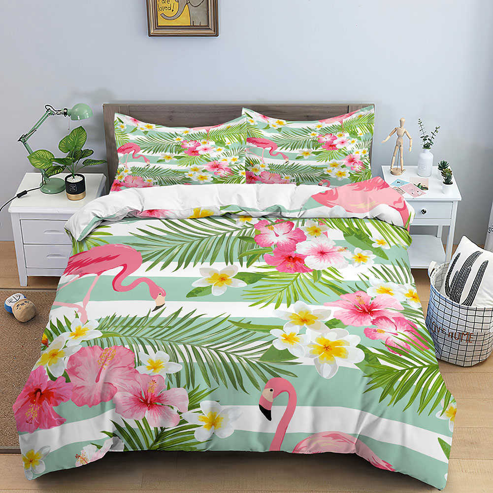 Bedding sets Duvet Cover Tropical Leaves Twin Bedding Set Luxury Quilt Cover With Zipper Closure 2/Size Comforter Cover R230901