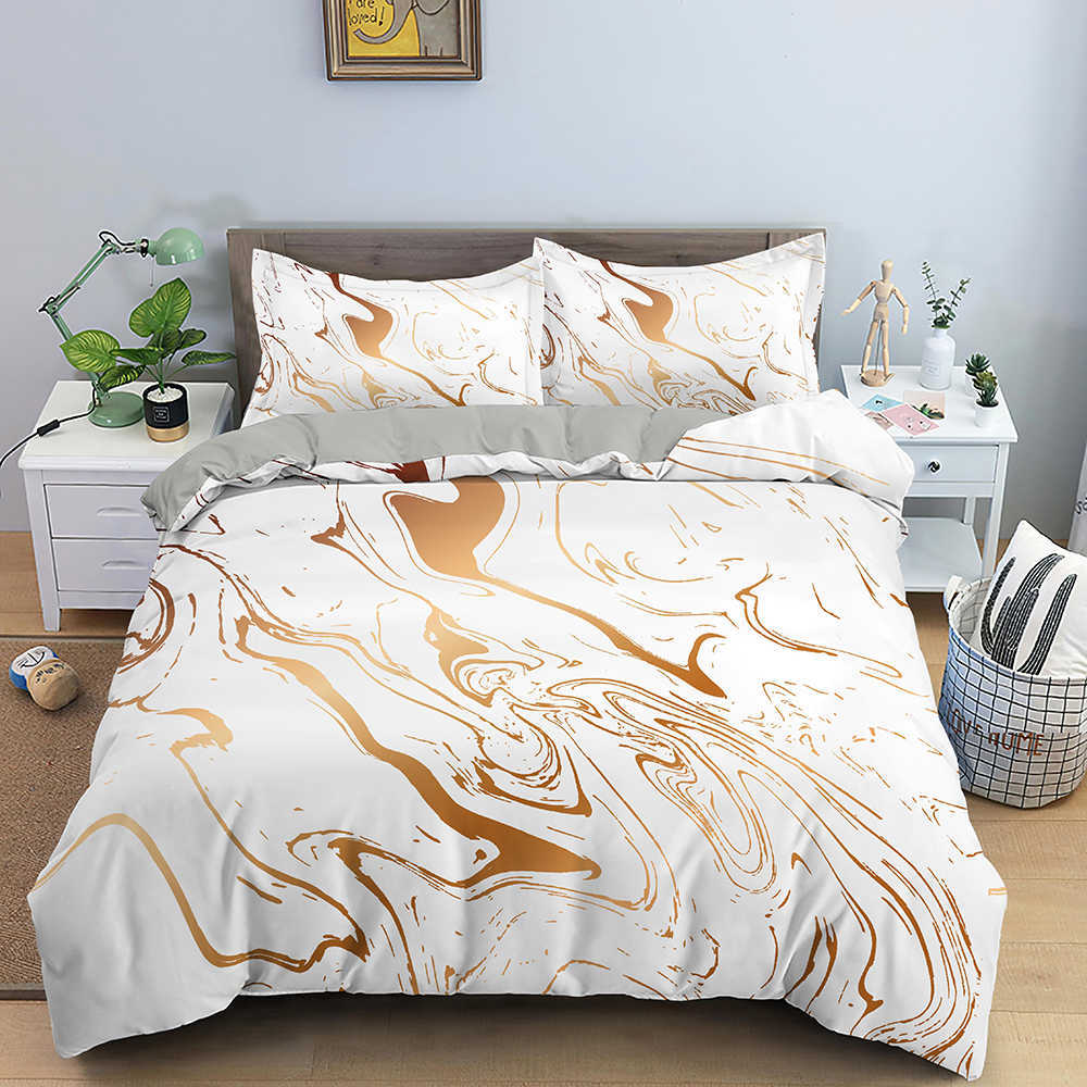 Bedding sets 2/Fashion Marbling Duvet Cover Colorful Aesthetics Home Decor Bedding Sets Soft Size Bedding Set