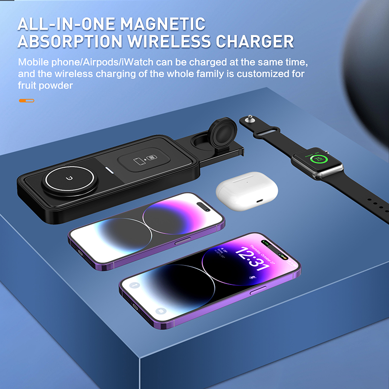 4 IN 1 Wireless Charger Stand for Iphone 15 14 13 12 Pro Max Fast Charging Station for Airpods 4 Apple Watch Ultra 8 7 6 5 SE Samsung Xiaomi Mi Huawei